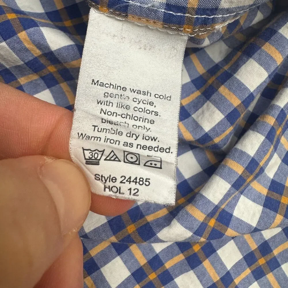 J.Crew Slim Fit Button Down Shirt Mens Medium Blue Orange Plaid Cotton Casual